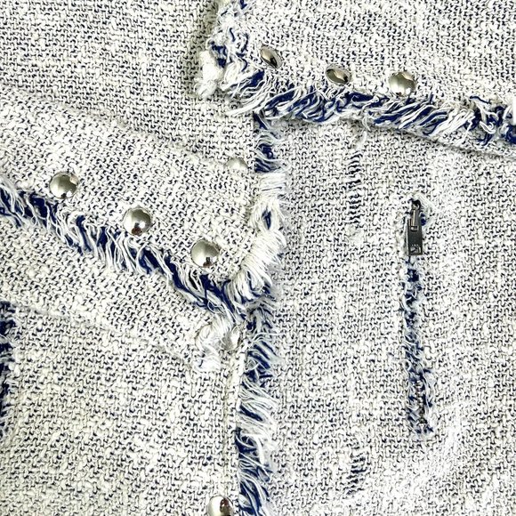 IRO Distressed Agnette Jacket White and Blue Tweed Size FR 38 US 6 - Picture 11 of 15